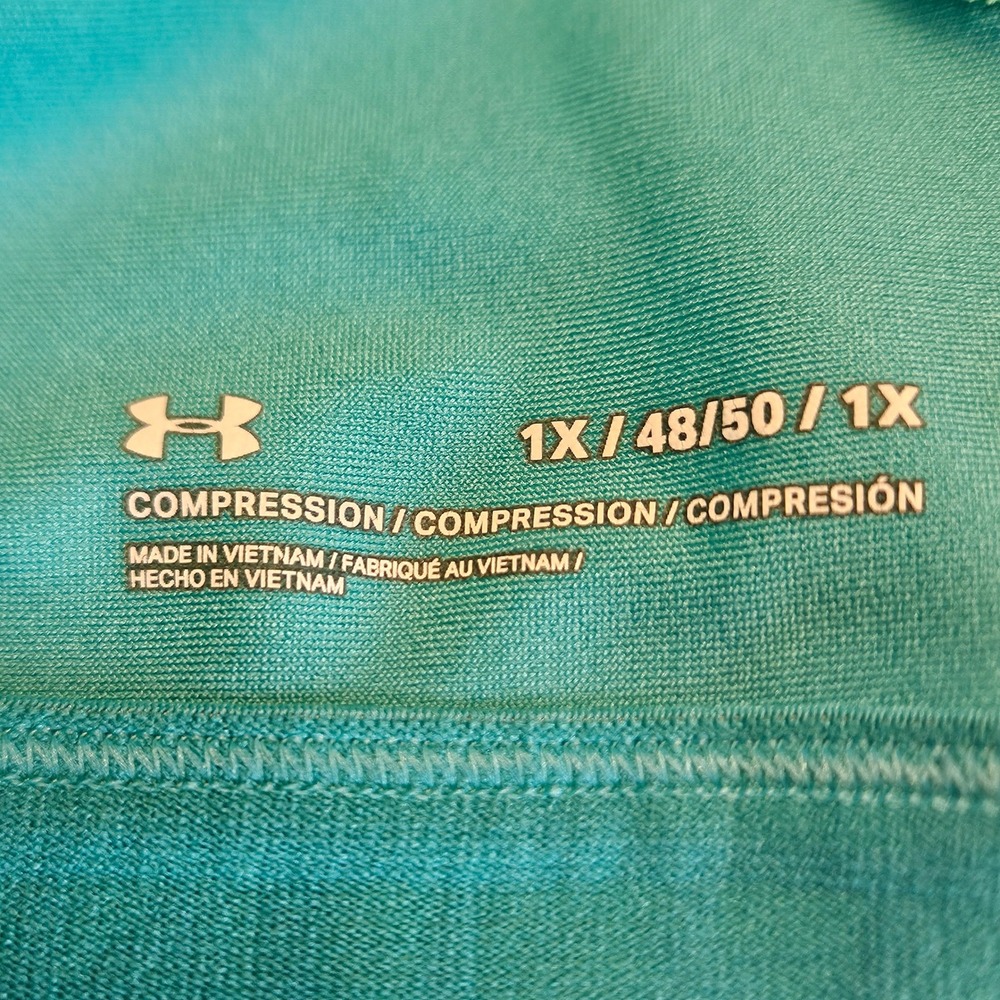 Under Armour Sports Bra Womens 1X Teal Tropical HeatGear Compression Racerback - Picture 6 of 8
